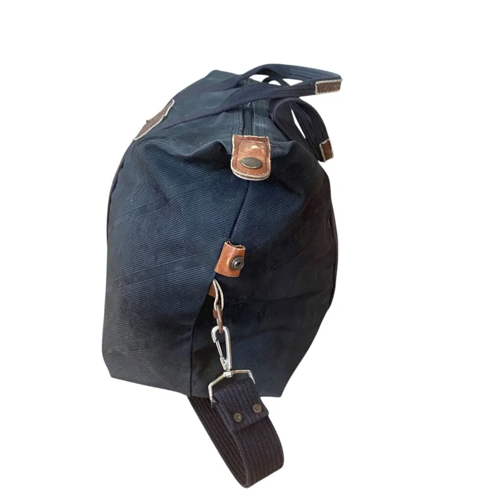 Chanterelle Repurposed Rubber Duffel Bag Adjustable Strap Leather‎ Accents